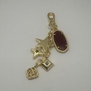 Kendra Scott Gold and Deep Red Charm Keychain